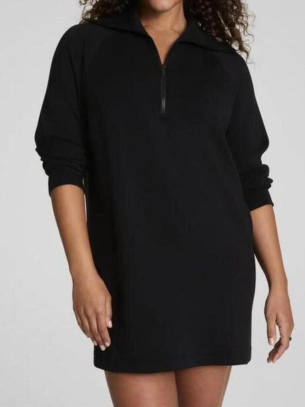 SPANX AirEssentials Half Zip Modal Sweater Dress in Very Black, Size Medium NWT